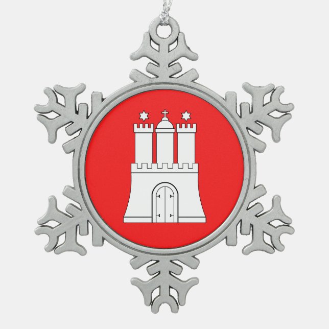 Flag of Hamburg Snowflake Pewter Christmas Ornamen Ornament (Front)