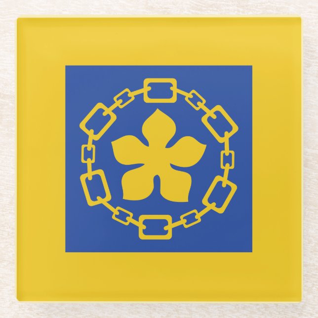 Flag of Hamilton, Ontario Glass Coaster (Front)