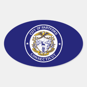 Flag of Hartford, Connecticut Oval Sticker