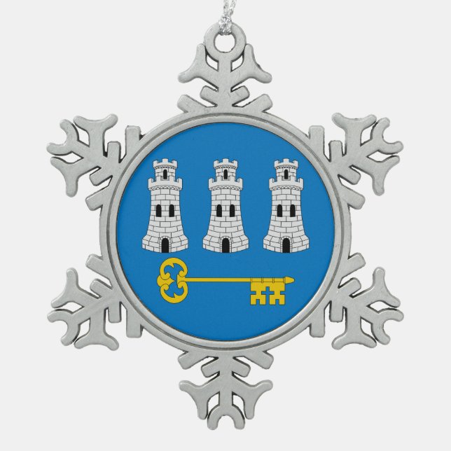 Flag of Havana, Cuba Snowflake Pewter Christmas Or Snowflake Pewter Christmas Ornament (Front)