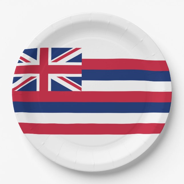 Flag of Hawaii (US State) Paper Plate (Front)