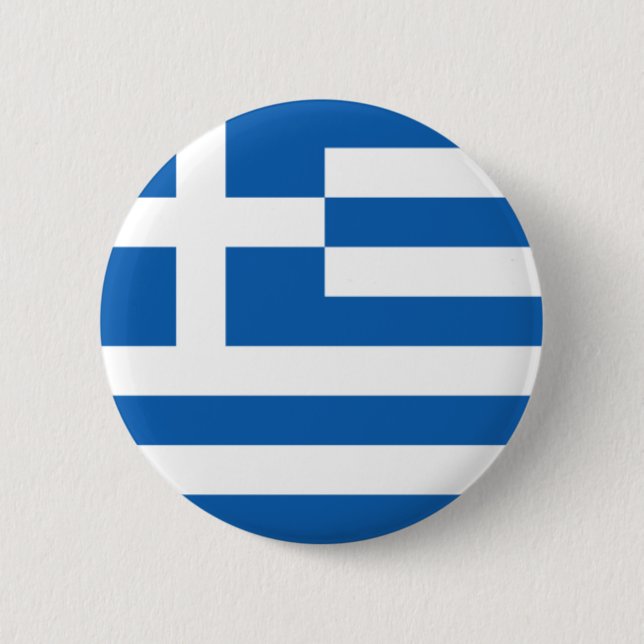 Flag of Hellenic Republic (Greece) 6 Cm Round Badge (Front)