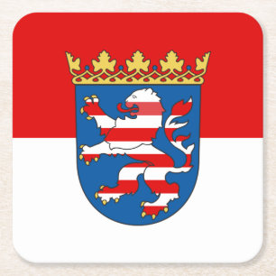 Flag of Hesse Square Paper Coaster