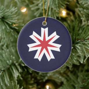 Flag of Hokkaido Prefecture, Japan Ceramic Ornament