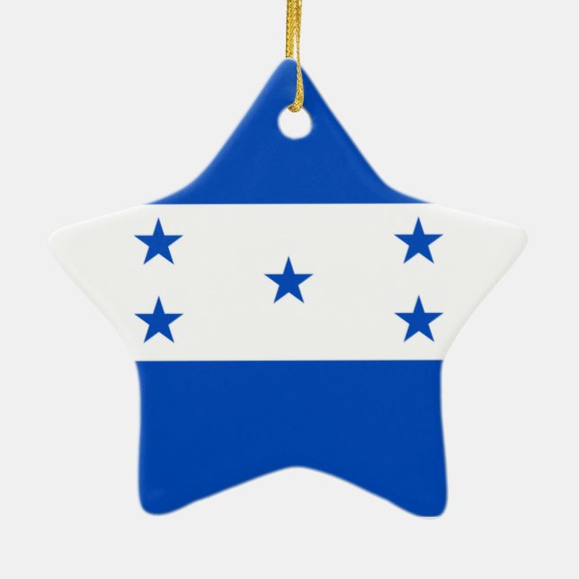 Flag of Honduras Ceramic Tree Decoration (Back)