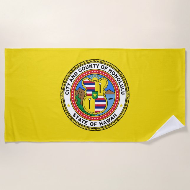 Flag of Honolulu (Hawaii) Beach Towel (Front)