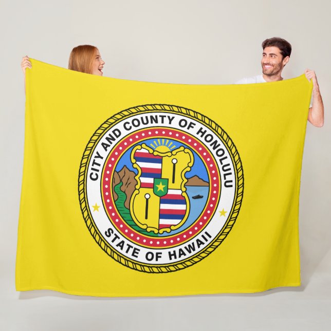 Flag of Honolulu (Hawaii) Fleece Blanket (In Situ)