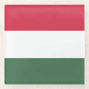 Flag of Hungary tricolor Glass Coaster