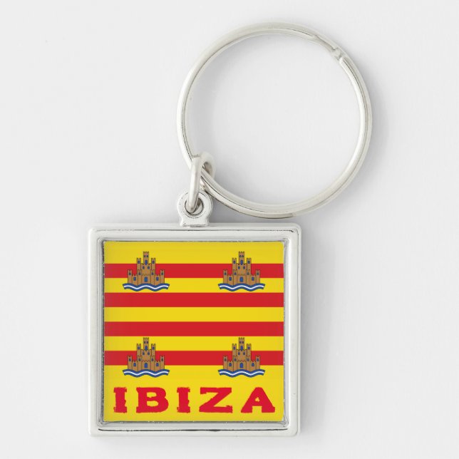 Flag of Ibiza, SPAIN Key Ring (Front)