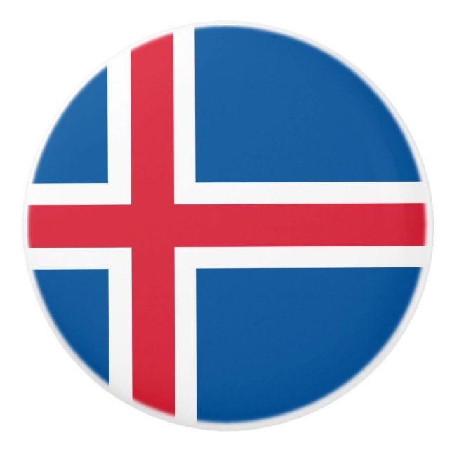 Flag of Iceland Ceramic Knob (Front)