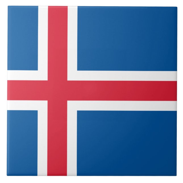 Flag of Iceland Ceramic Tile (Front)