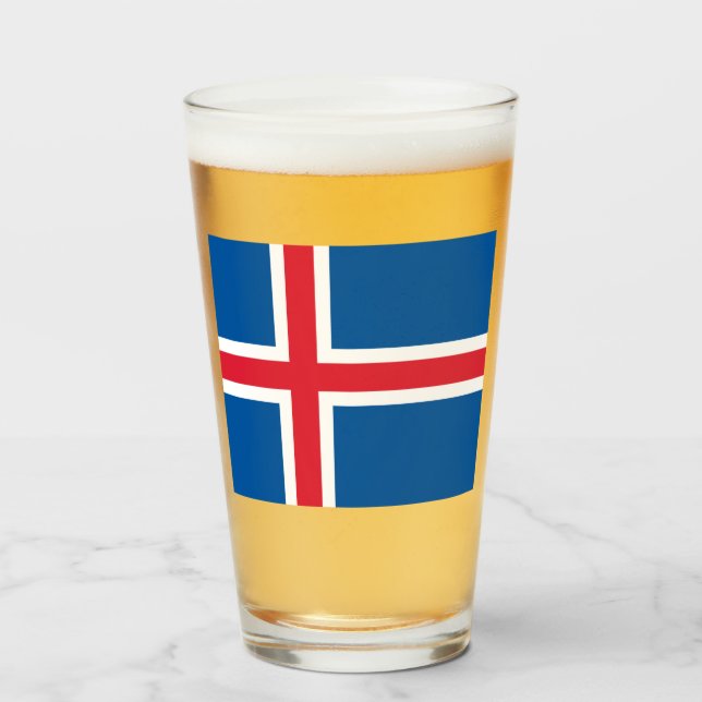 Flag of Iceland Glass (Front Filled)