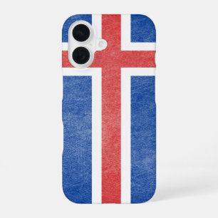 Flag of Iceland Grunge iPhone 16 Case