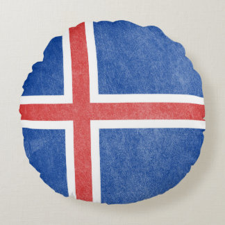 Flag of Iceland Grunge Round Cushion
