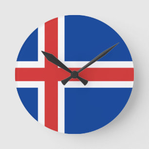 Flag of Iceland Round Clock
