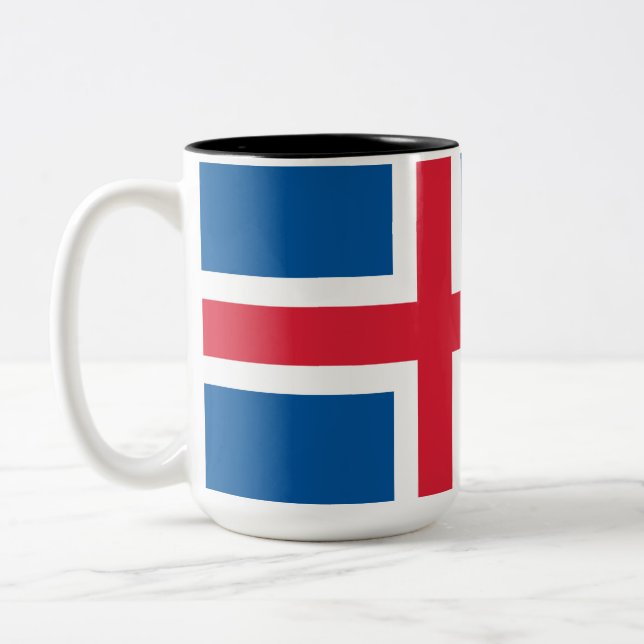 Flag of Iceland Two-Tone Coffee Mug (Left)