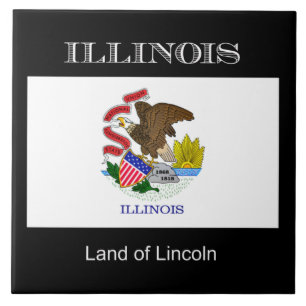 Flag of Illinois, labelled, Ceramic Tile