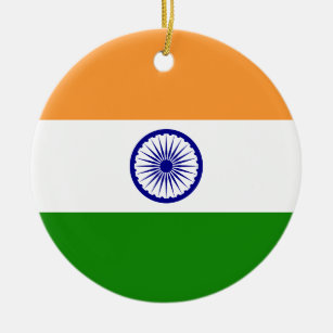 Flag of India. Bharat Ganrajya Ceramic Tree Decoration
