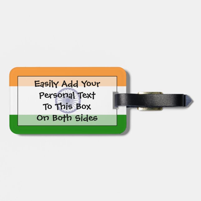 Flag of India Personal Easy ID Luggage Tag (Back Horizontal)