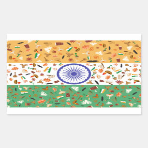 Flag of India with cultural items Rectangular Sticker