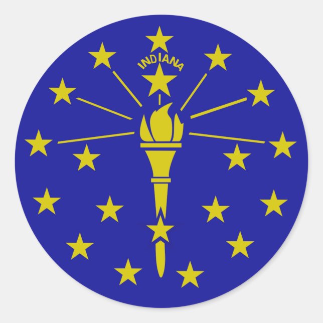 Flag of Indiana Classic Round Sticker (Front)