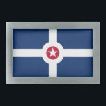 Flag of Indianapolis, Indiana Belt Buckle<br><div class="desc">Belt Buckle with flag of city of Indianapolis,  Indiana; blue flag with white cross and red circle with white star in the centre</div>