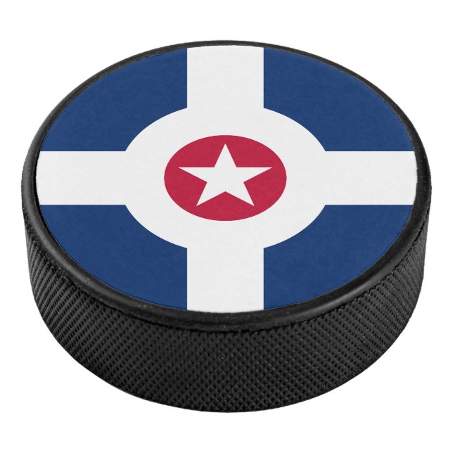 Flag of Indianapolis, Indiana Hockey Puck (3/4)