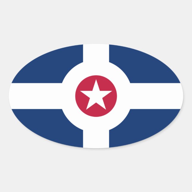 Flag of Indianapolis, Indiana Oval Sticker (Front)