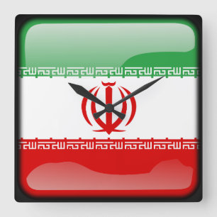 Flag of Iran Square Wall Clock