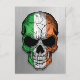 Flag of Ireland on a Steel Skull Graphic Postcard