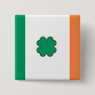 Flag of Ireland Shamrock 15 Cm Square Badge