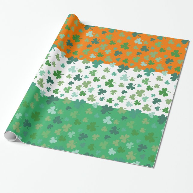 Flag of Ireland Shamrock Muted Wrapping Paper (Unrolled)