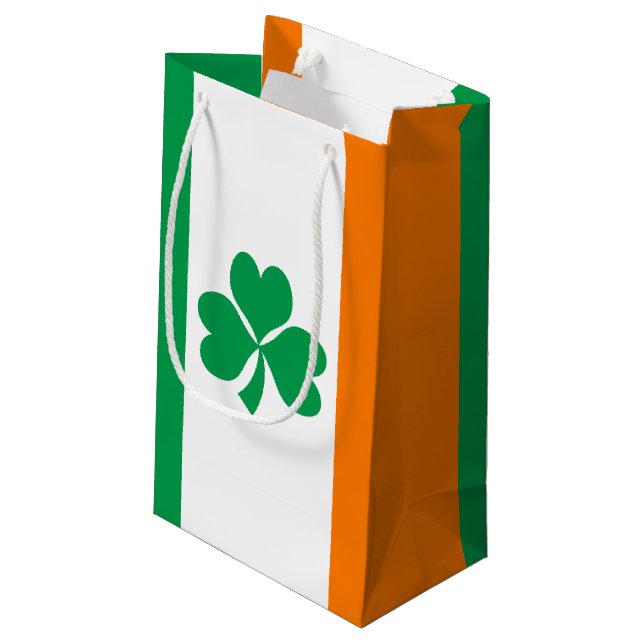 Flag of Ireland Shamrock Small Gift Bag (Back Angled)