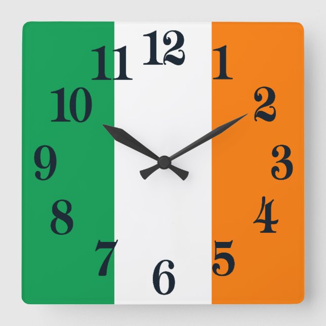 Flag of Ireland Shamrock Square Wall Clock (Front)
