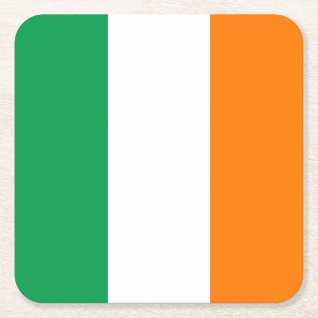 Flag of Ireland Square Paper Coaster (Front)