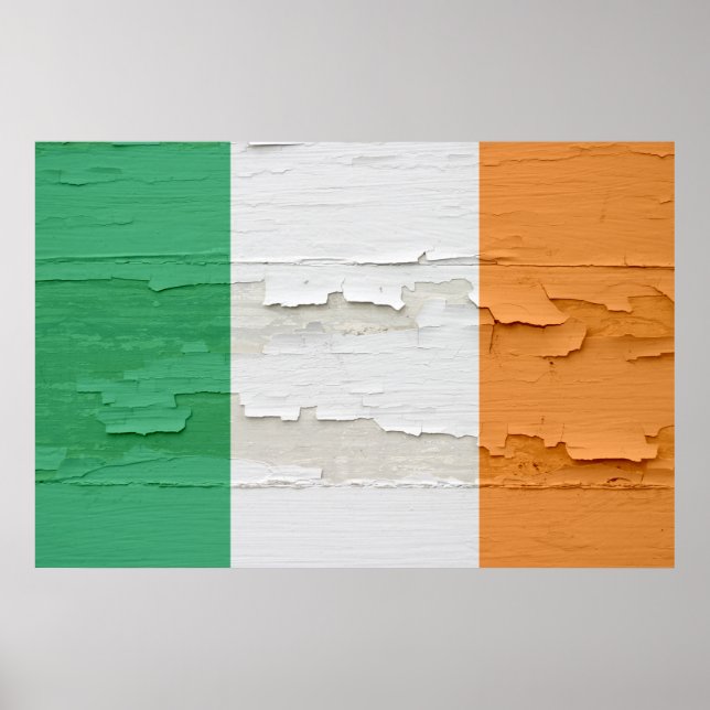 Flag of Ireland Weathered Paint Poster (Front)