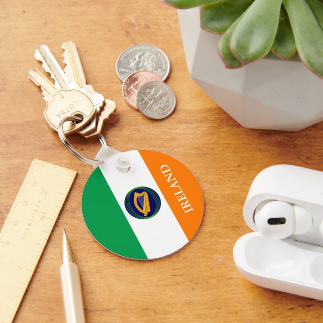 Flag of Ireland with Coat of Arms Key Ring (Desk)