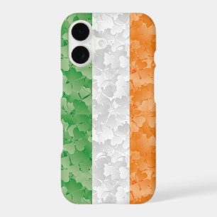 Flag of Ireland with shamrocks pattern