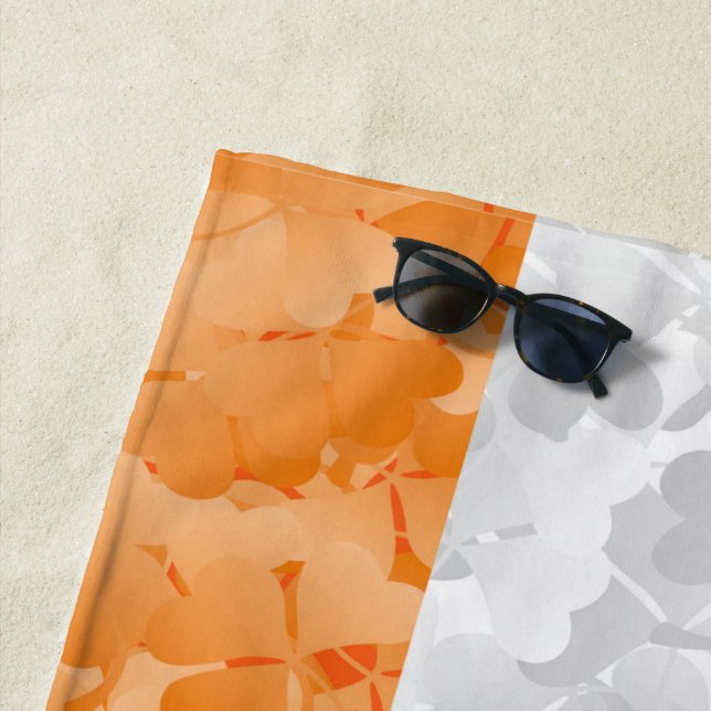 Flag of Ireland with shamrocks pattern Beach Towel (In Situ)