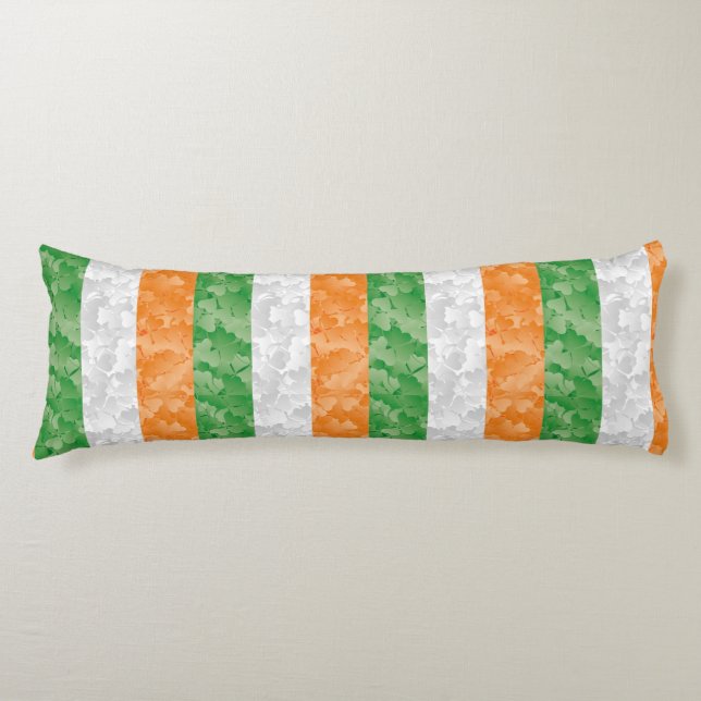 Flag of Ireland with shamrocks pattern Body Cushion (Front)