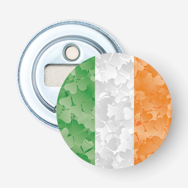 Flag of Ireland with shamrocks pattern Bottle Opener (Front)
