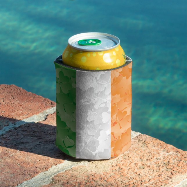 Flag of Ireland with shamrocks pattern Can Cooler (In Situ Pool)