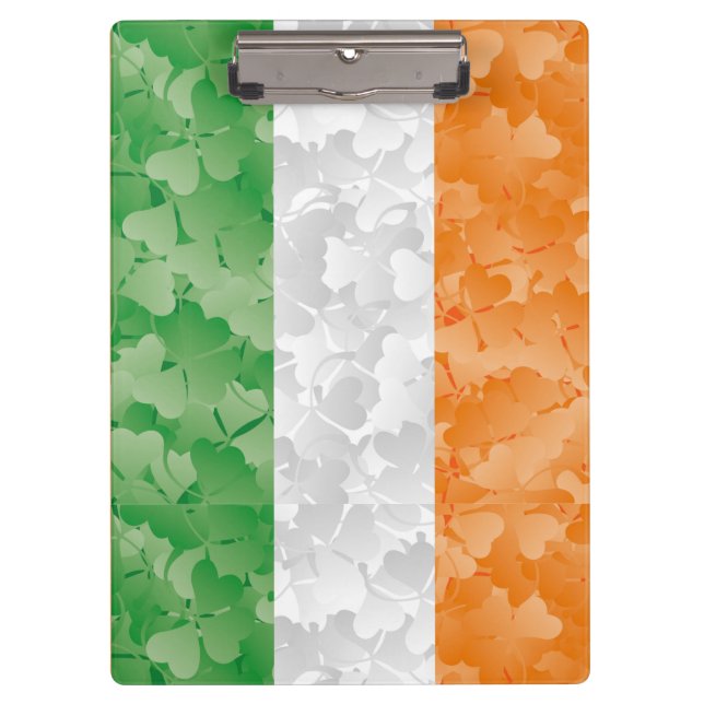 Flag of Ireland with shamrocks pattern Clipboard (Front)
