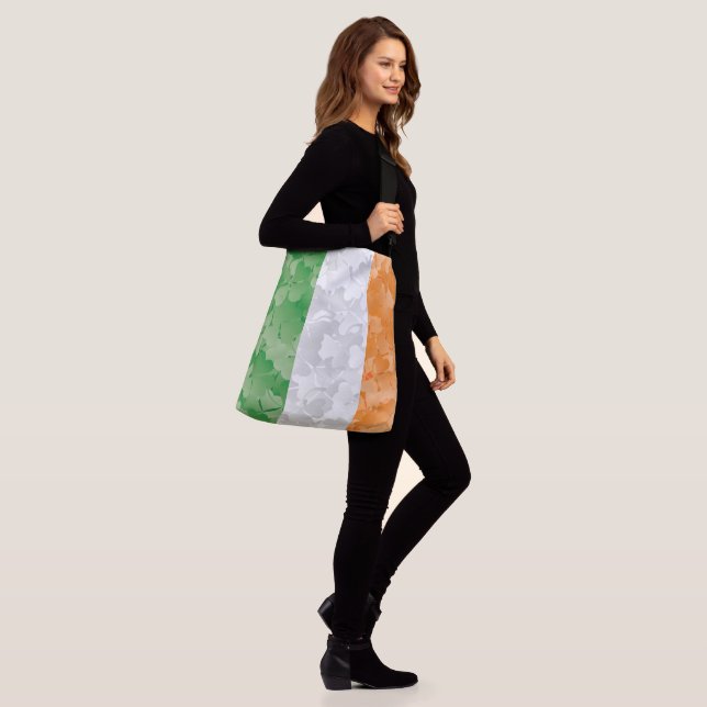 Flag of Ireland with shamrocks pattern Crossbody Bag (On Model)