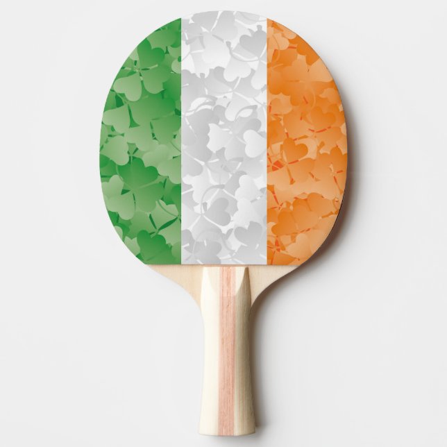 Flag of Ireland with shamrocks pattern Ping Pong Paddle (Front)