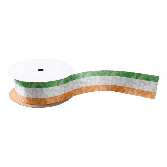 Flag of Ireland with shamrocks pattern Satin Ribbo Satin Ribbon (Spool)