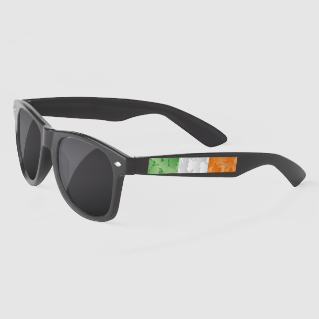 Flag of Ireland with shamrocks pattern Sunglasses (Left)