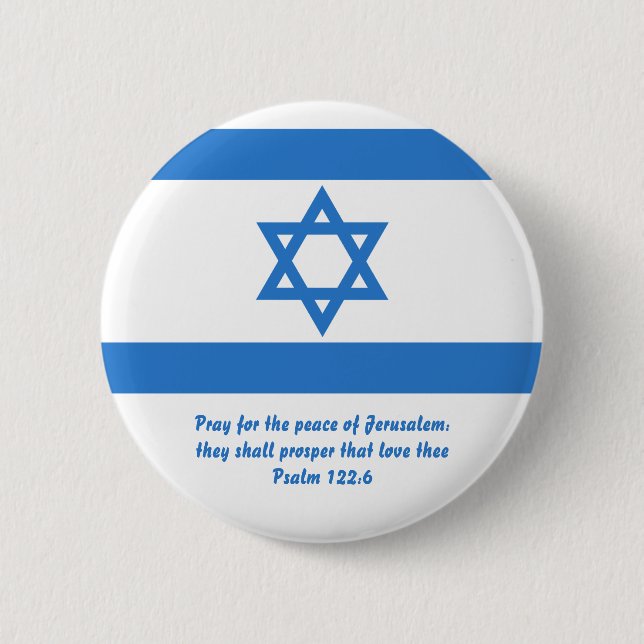 Flag of Israel, 6 Cm Round Badge (Front)