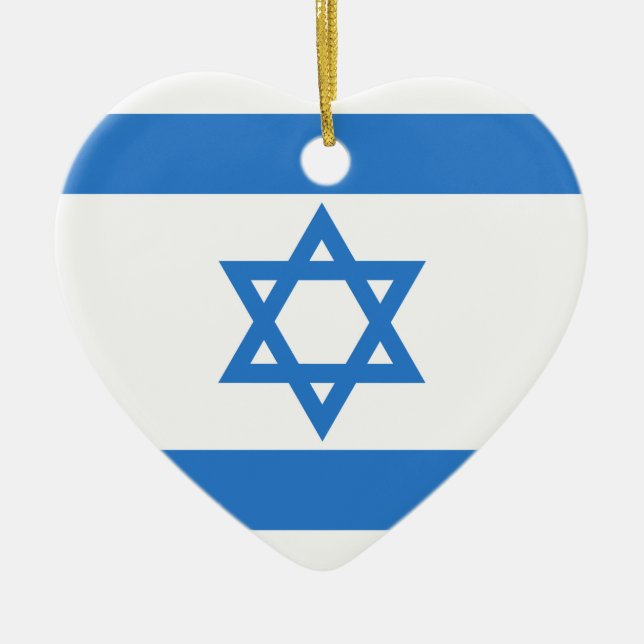 Flag of Israel Ceramic Tree Decoration (Front)