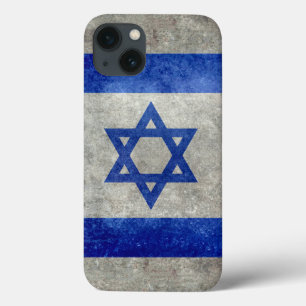 Flag of Israel with worn retro vintage textures iPhone 13 Case